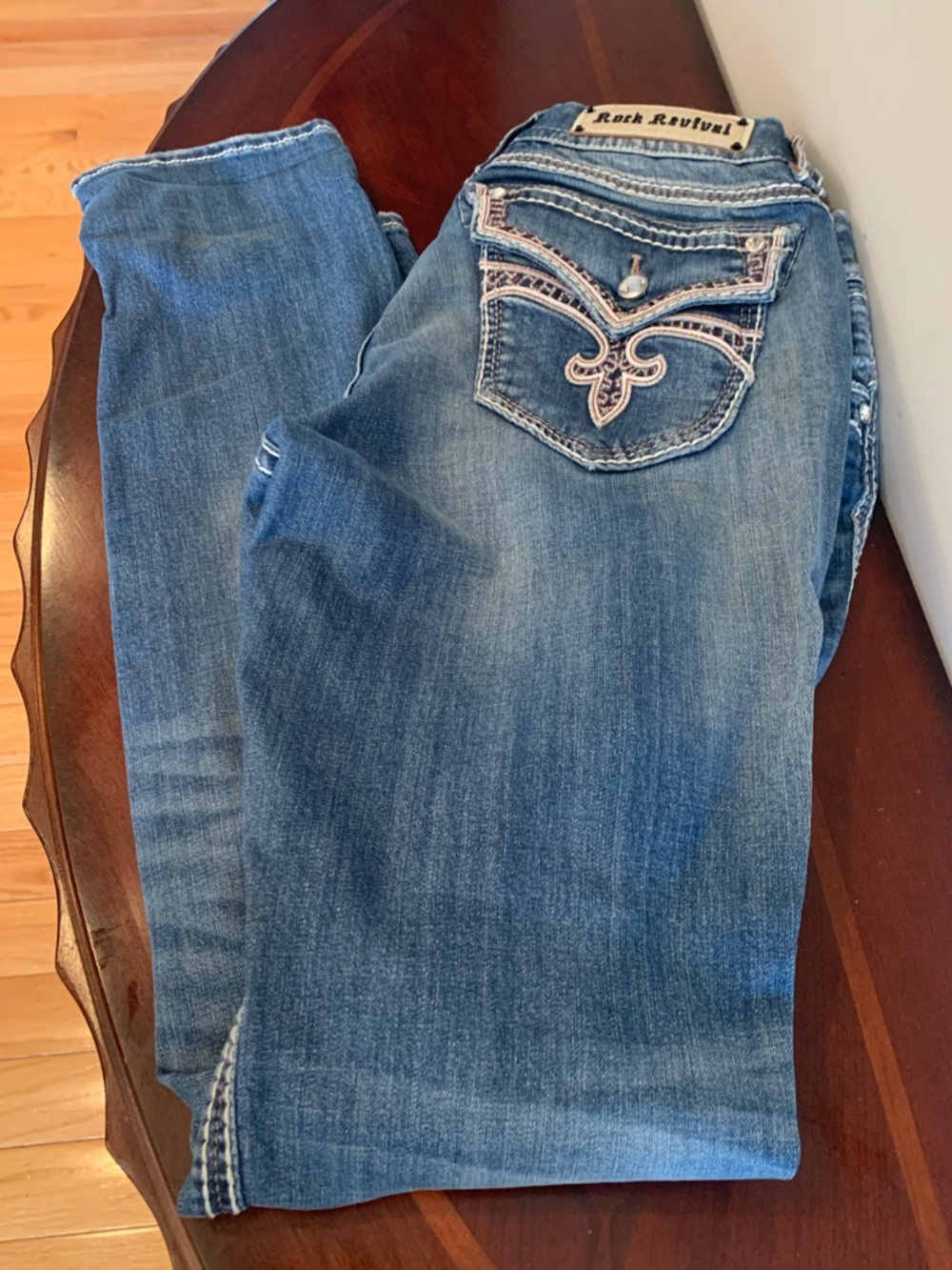 Rock Revival Y2K Stephanie Women's Light Blue Embroidered Pocket Jeans